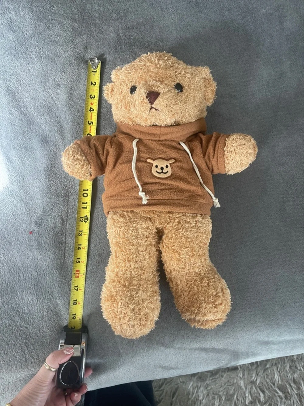 Plush Brown Teddy Bear in Brown Hoodie - Soft Kids Toy new